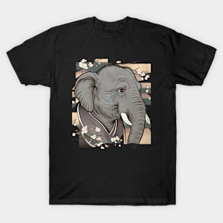 Melancholic Elephant Japanese Art Print T-Shirt